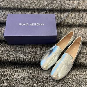 NWOT Stuart Weitzman Myguy Loafer Flats in Argento 10.5M